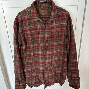 Orvis Men's LRG Thick Plaid Flannel Red Green Heavyweight Long Sleeve Jacket0